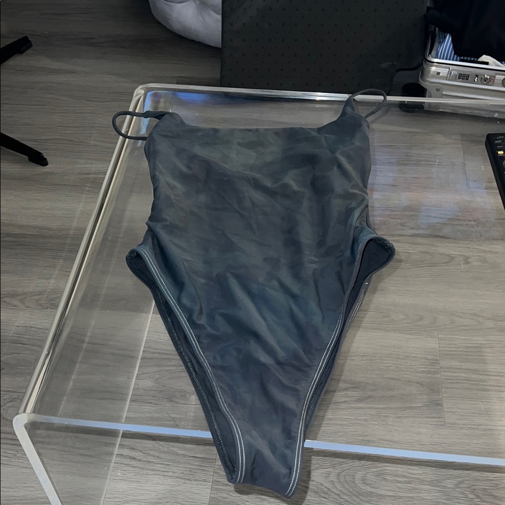 White Fox Boutique Slate Gray One-Piece Swimsuit